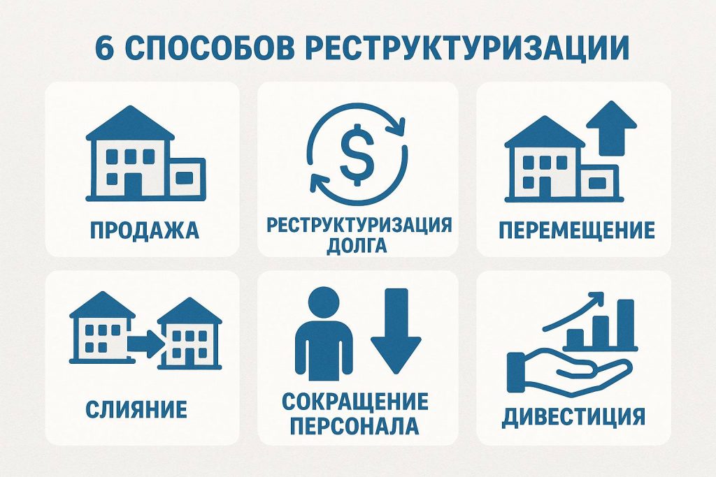 Инфографика с 6 способами реструктуризации в виде пиктограмм